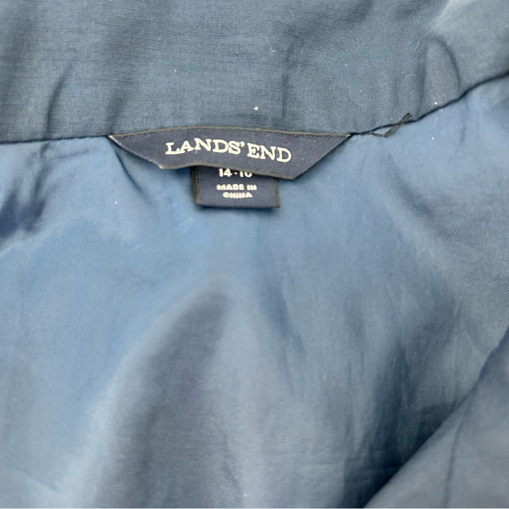 Lands End Womens Large Blue Rain Jacket Lightweight Water Resistant Coat No Hood - Picture 6 of 13